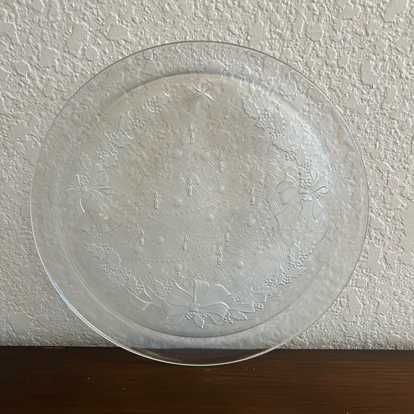 Clear Glass Christmas Platter - Picture 2 of 2